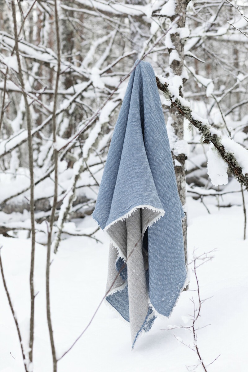 芬蘭Lapuan Kankurit DUETTO羊毛毯 (藍褐)