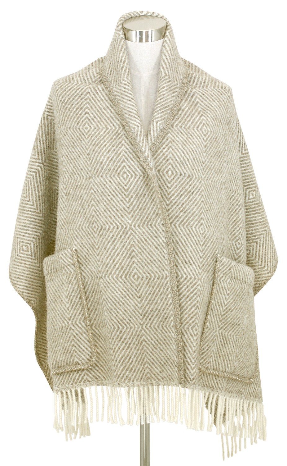 芬蘭Lapuan Kankurit MARIA 羊毛口袋披肩 (淺咖啡條紋)