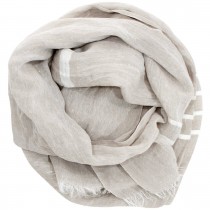 芬蘭Lapuan Kankurit USVA亞麻薄圍巾 (白條紋)