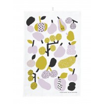 芬蘭Kauniste棉麻萬用巾 (橄欖綠果香樂園)
