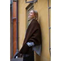 芬蘭Lapuan Kankurit UNI 單色羊毛口袋披肩 (巧克力咖)